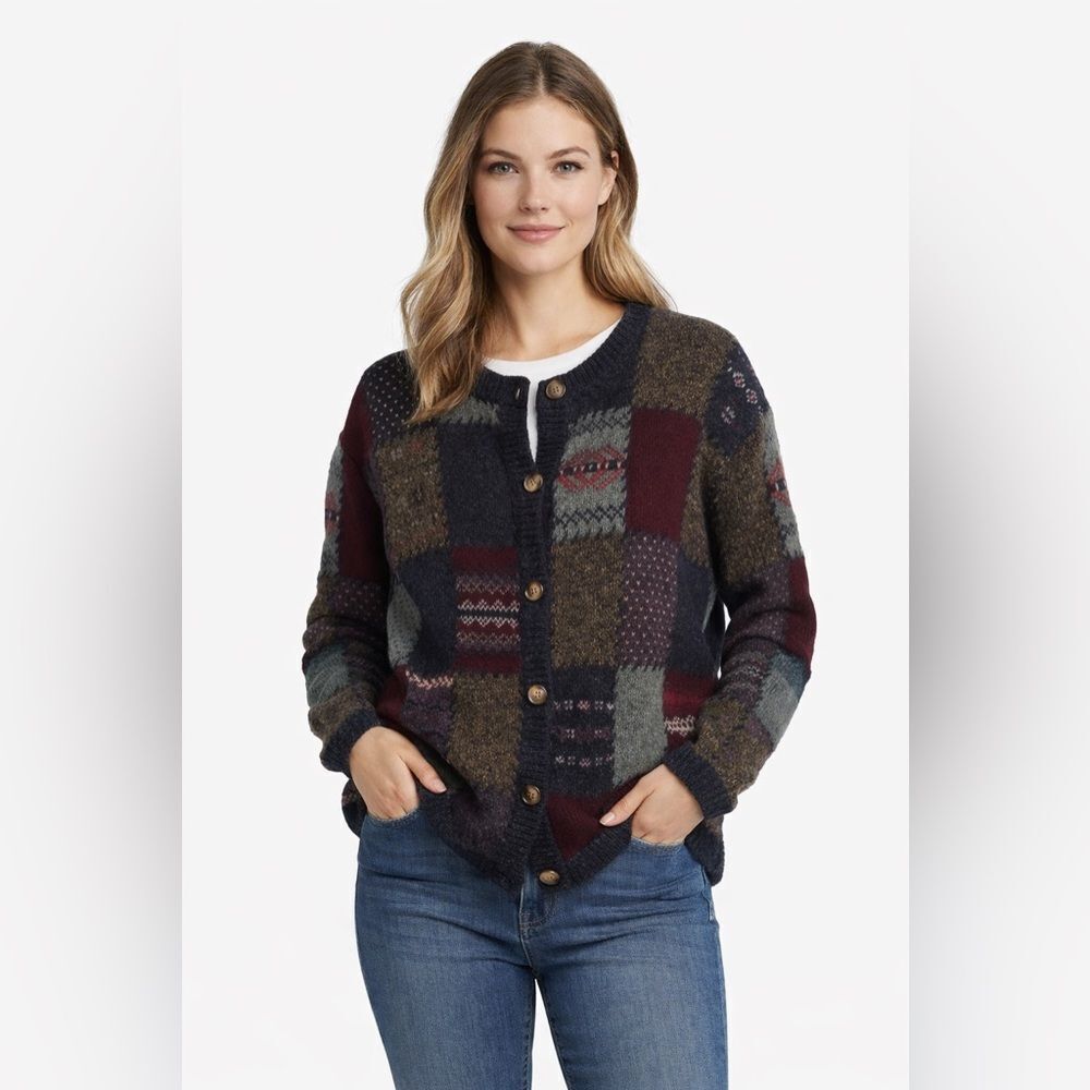 Eddie Bauer Legend Patchwork Wool Cardigan